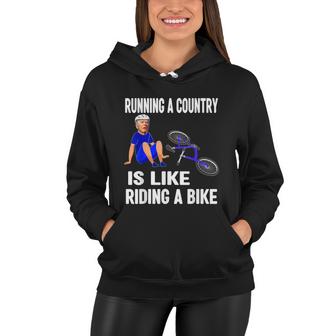 Biden Falls Off Bike Joe Biden Falling Off His Bicycle Funny V4 Women Hoodie