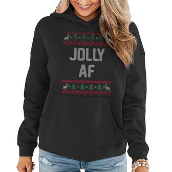Funny Jolly Af Ugly Christmas Sweater Style Graphic Design Printed Casual Daily Basic Women Hoodie