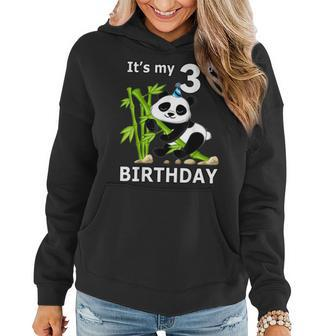 3Rd Birthday Gifts 3 Years Old Party Animal Panda Lover V2 Women Hoodie Graphic Print Hooded Sweatshirt - Thegiftio UK