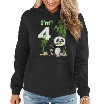 4Th Birthday Gifts 4 Years Old Party Animal Panda Lover V2 Women Hoodie Graphic Print Hooded Sweatshirt - Thegiftio UK