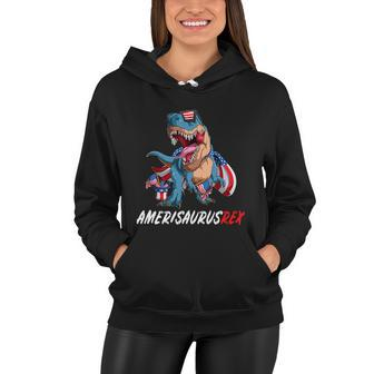 4Th July Tfunny Giftrex America Dinosaur Independence Day Patriot Usa Gift Women Hoodie - Monsterry CA