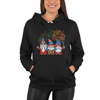 4Th Of July Funny Patriotic Gnomes Usa Pride American Flag Women Hoodie - Monsterry UK