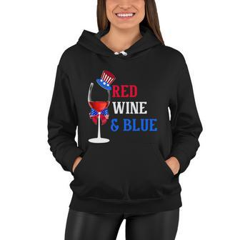 4Th Of July Red White And Blue Wine Glass Firework Drinker Tshirt Women Hoodie - Monsterry