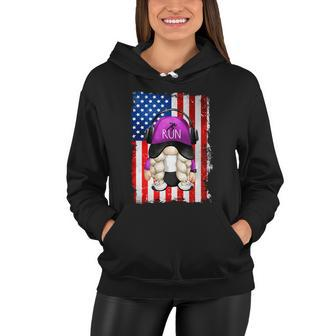 4Th Of July Running Gnome For Women Patriotic American Flag Gift Women Hoodie - Monsterry AU