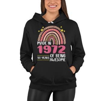 50 Years Old 50Th Birthday Born In 1972 Women Girls Floral Women Hoodie - Seseable