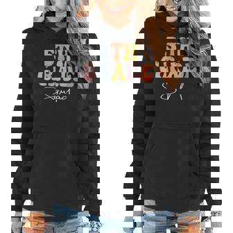  5Th Grade Squad Retro Groovy Happy First Day Of School Women Hoodie - Thegiftio