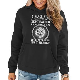 A Black King Was Born In September Birthday Lion Graphic Design Printed Casual Daily Basic Women Hoodie - Thegiftio UK