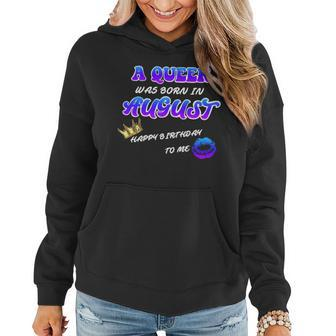 A Queen Was Born In August Happy Birthday To Me Graphic Design Printed Casual Daily Basic Women Hoodie - Thegiftio UK