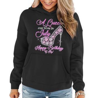 A Queen Was Born In July Fancy Birthday Graphic Design Printed Casual Daily Basic Women Hoodie - Thegiftio UK