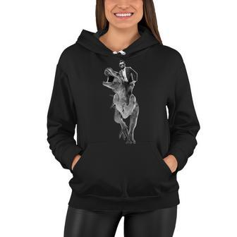 Abe Lincoln Riding A Dinosaur Women Hoodie - Monsterry
