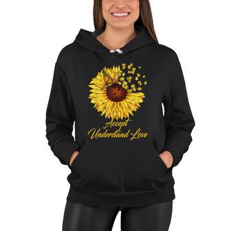 Accept Understand Love Sunflower Autism Women Hoodie - Monsterry UK