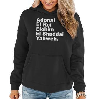 Adonai El Roi Elohim El Shaddai Yahweh Women Hoodie Graphic Print Hooded Sweatshirt - Thegiftio UK