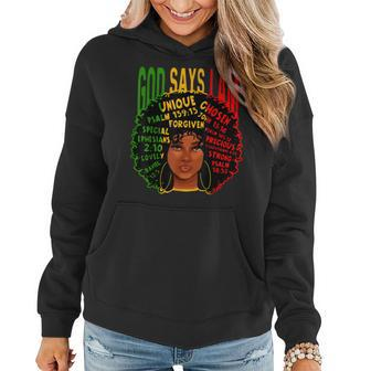 Afro Woman God Say I Am Black Melanin African American Woman Women Hoodie Graphic Print Hooded Sweatshirt - Thegiftio UK