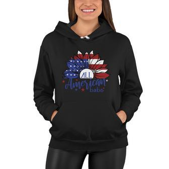 All American Babe Sunflower American Flag 4Th Of July Women Hoodie - Monsterry