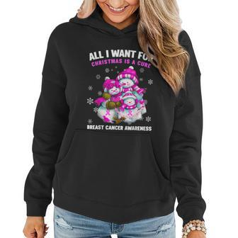 All I Want For Christmas Is A Cure Breast Cancer Awareness Graphic Design Printed Casual Daily Basic Women Hoodie - Thegiftio UK