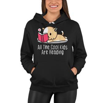 All The Cool Kids Are Reading Book Cat Lovers Women Hoodie - Seseable
