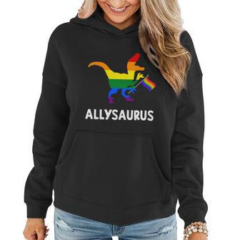 Allysaurus Trans Ally T Rex Dinosaur Gay Pride Parade Lgbt Graphic Design Printed Casual Daily Basic Women Hoodie - Thegiftio UK