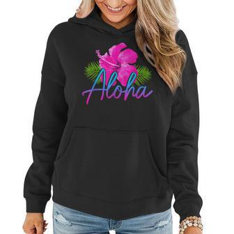 Aloha Hawaiian Islands Hawaii Surf Hibiscus Flower Surfer Women Hoodie Graphic Print Hooded Sweatshirt - Thegiftio UK