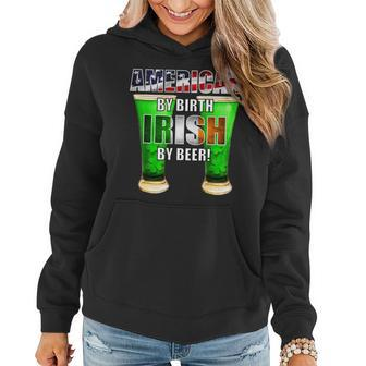 American By Birth Irish By Beer St Patricks Day Graphic Design Printed Casual Daily Basic Women Hoodie