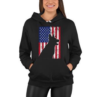 American Flag German Shepherd Dog Dad Mom Puppy Patriotic Gift Women Hoodie - Monsterry CA