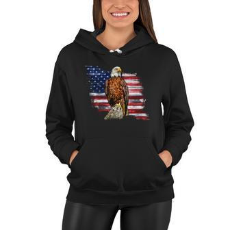 American Flag Patriotic Eagle Vintage Women Hoodie - Monsterry