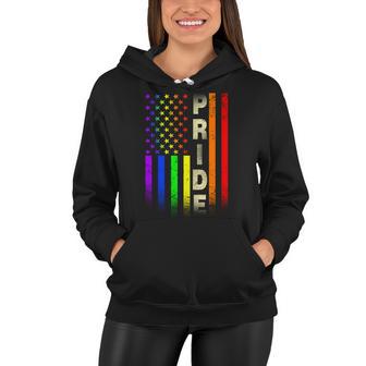 American Gay Pride Rainbow Flag V2 Women Hoodie - Monsterry CA