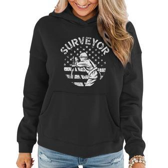 American Surveyor Flag Constructionist Proud Union Labor Day Gift Graphic Design Printed Casual Daily Basic Women Hoodie - Thegiftio UK