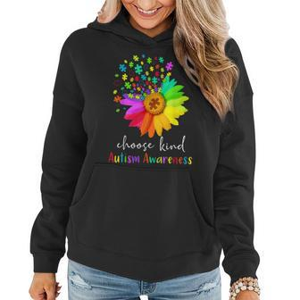 Autism Awareness Acceptance Women Mom Teacher Choose Kind V2 Women Hoodie Graphic Print Hooded Sweatshirt - Thegiftio UK
