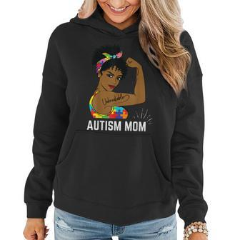Autism Awareness Strong Mom Afro Mother Black Women Gift V2 Women Hoodie Graphic Print Hooded Sweatshirt - Thegiftio UK