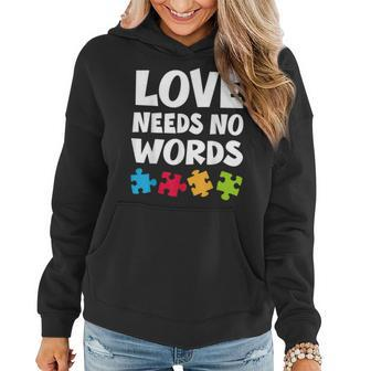 Autism Awareness Teacher Love Needs No Word Special Ed V2 Women Hoodie Graphic Print Hooded Sweatshirt - Thegiftio UK