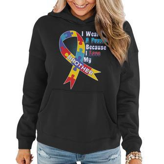 Autism I Wear A Puzzle Because I Love My Brother T-Shirt Graphic Design Printed Casual Daily Basic Women Hoodie - Thegiftio UK