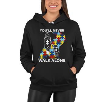 Autism Mom Gift Youll Never Walk Alone Support Autism Son Gift Women Hoodie - Monsterry CA