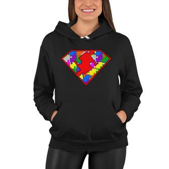 Autism Superhero Puzzle Crest Tshirt Women Hoodie - Monsterry