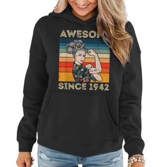 Awesome Since 1942 80Th Birthday Gifts 80 Years Old Vintage Women Hoodie - Thegiftio UK