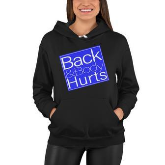 Back And Body Hurts Blue Logo Women Hoodie - Monsterry