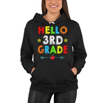Back To School Hello 3Rd Grade Kids Teacher Student Women Hoodie - Seseable