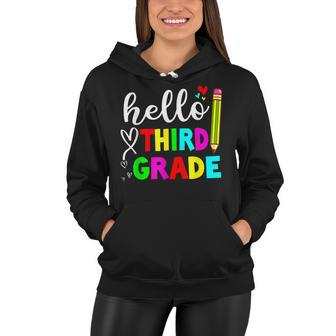 Back To School Hello 3Rd Grade Kids Teacher Student Women Hoodie - Seseable