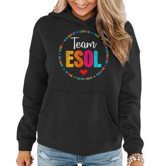 Back To School Teachers Crew Students Team Esol Teacher Women Hoodie Graphic Print Hooded Sweatshirt - Thegiftio UK
