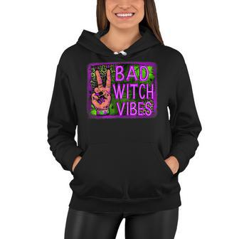 Bad Witch Vibes Halloween Costume Witch Woman Spiderweb Girl Women Hoodie - Seseable