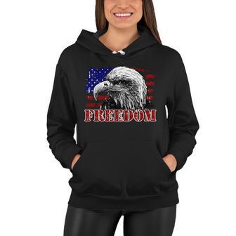 Bald Eagle Distressed Usa Flag Freedom 4Th Of July Women Hoodie - Monsterry