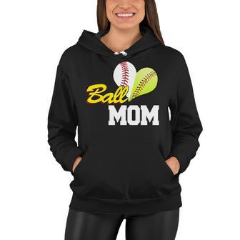 Ball Mom Heart Baseball Fan Women Hoodie - Monsterry CA
