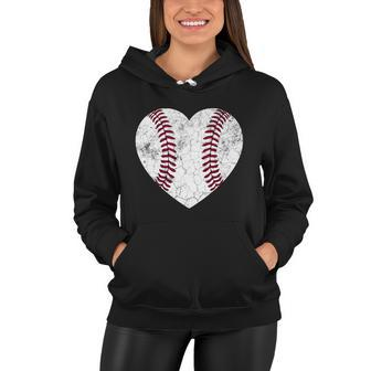 Baseball Heart Fun Mom Dad Men Women Softball Gift Wife Women Hoodie - Monsterry
