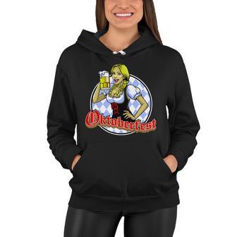 Bavarian Girl With A Glass Of Beer Celebrating Oktoberfest Women Hoodie - Monsterry