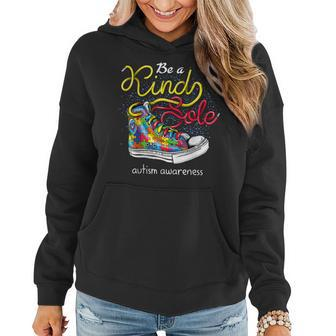 Be A Kind Sole Autism Awareness Puzzle Shoes Be Kind Gifts Women Hoodie Graphic Print Hooded Sweatshirt - Thegiftio UK