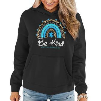 Be Kind Autism Awareness Leopard Rainbow Choose Kindness Women Hoodie Graphic Print Hooded Sweatshirt - Thegiftio UK
