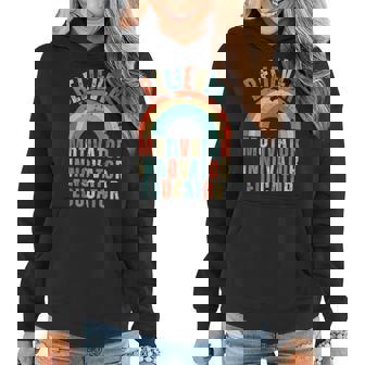 Believer Motivator Innovator Educator Retro Teacher V2 Women Hoodie - Thegiftio