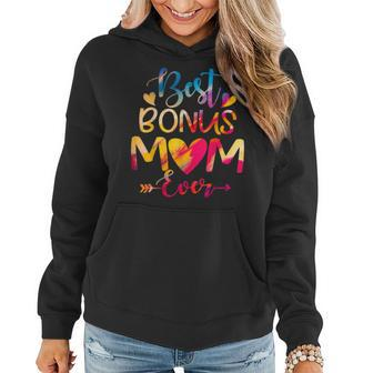 Best Bonus Mom Ever Tie Dye For Mothers Day Women Hoodie Graphic Print Hooded Sweatshirt - Thegiftio UK