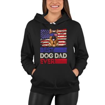 Best German Shepherd Dad Ever American Flag Patriotic Gift Women Hoodie - Monsterry CA