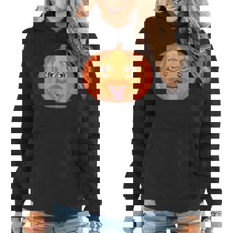 Big-Eyed Pumpkin Pucks His Tongue Halloween Costume Women Hoodie Graphic Print Hooded Sweatshirt - Thegiftio