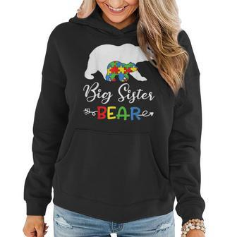 Big Sister Bear Puzzle Autism Awareness Gifts Women Hoodie Graphic Print Hooded Sweatshirt - Thegiftio UK